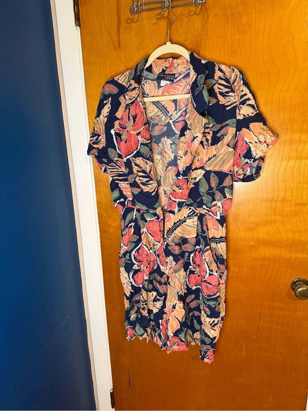 Madewell Navy Floral Short Sleeve Romper